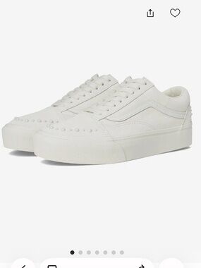 Vans Old Skool Platform White with Pearl Stud Accents